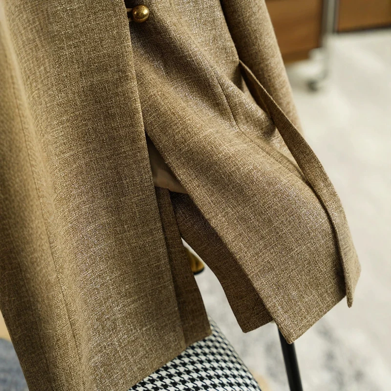 Damen Modische Blazerjacke mit Taillengürtel Nord Taschen