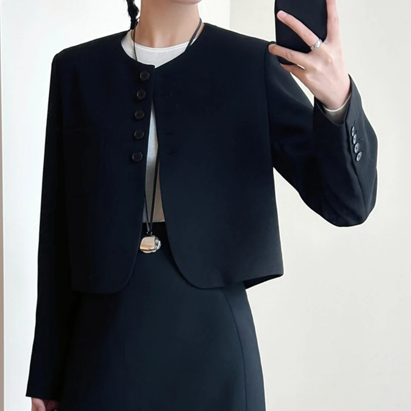 Damen Modische Blazerjacke mit kurzen Ärmeln Nord Taschen