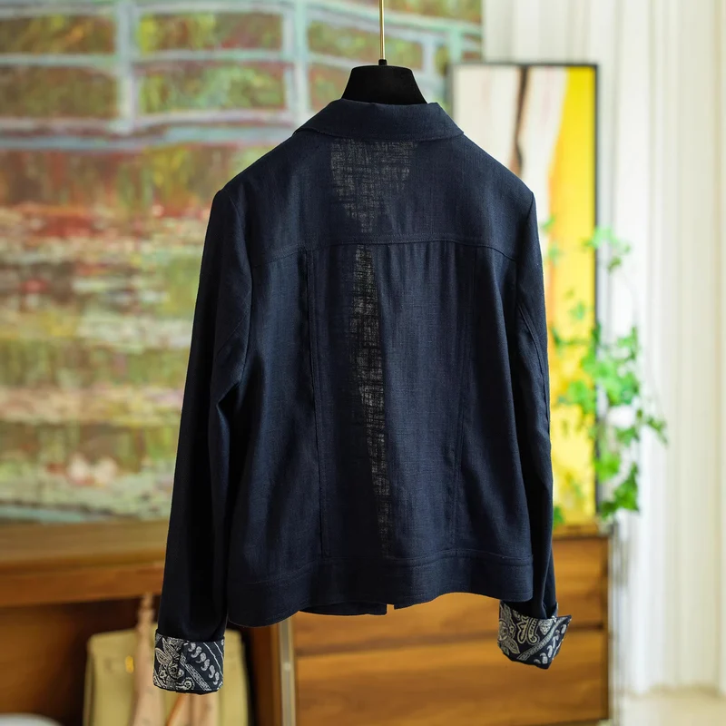 Damen Modische Baumwolljacke mit asymmetrischem Kragen Nord Taschen
