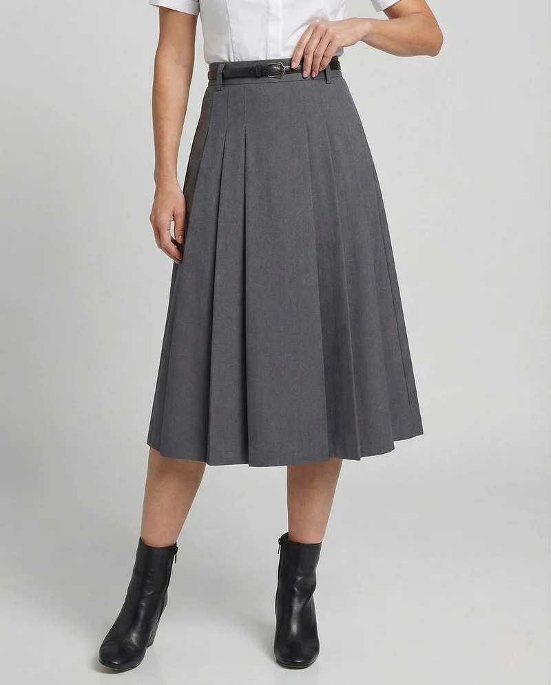 Midirock Damen Plissee A-Linie High Waist