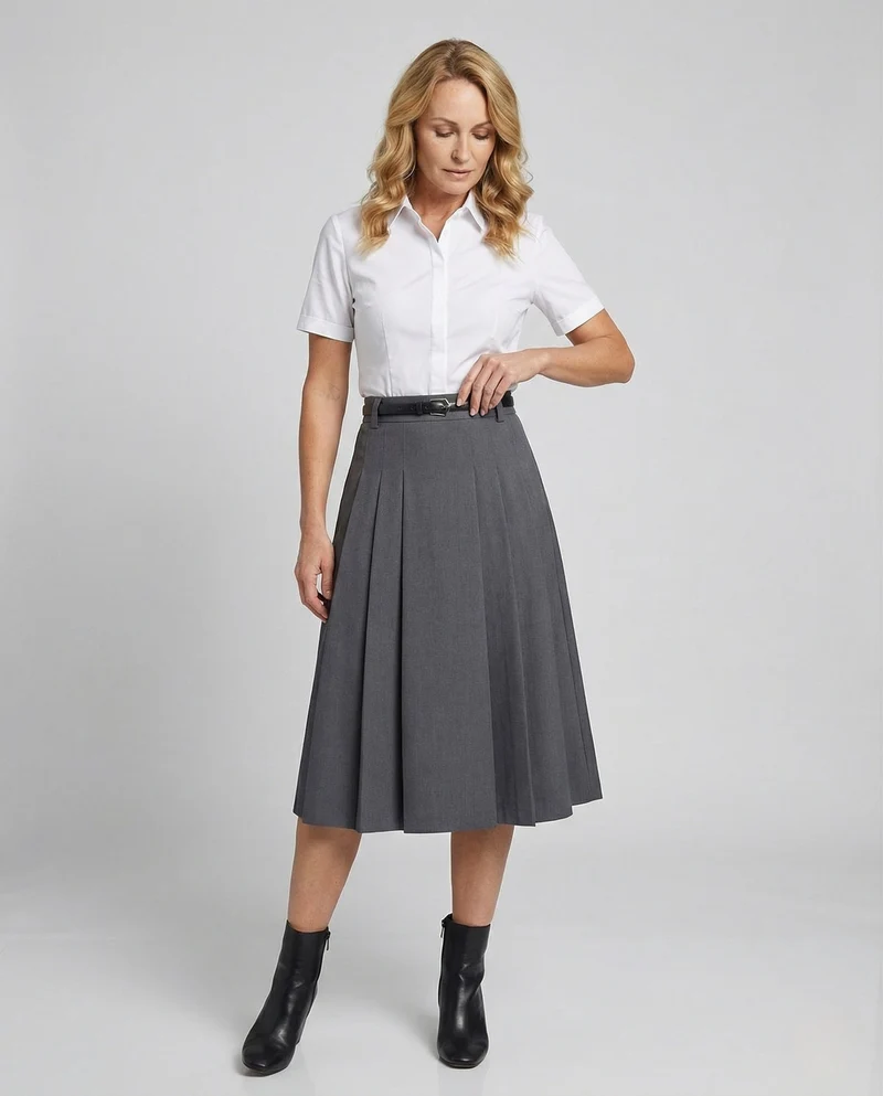 Midirock Damen Plissee A-Linie High Waist