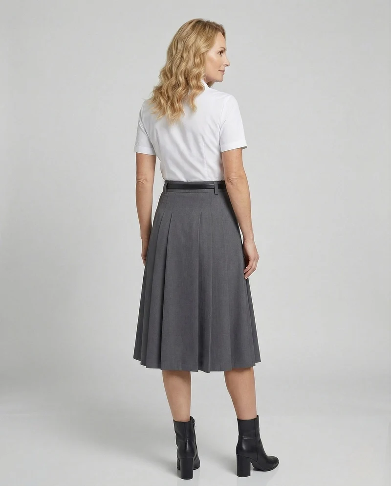 Midirock Damen Plissee A-Linie High Waist