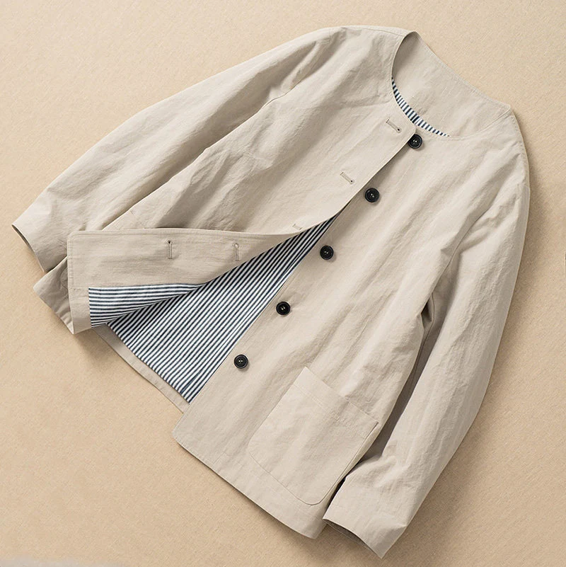 Damen Modische Übergangsjacke mit einzigartiger Knopfleiste Nord Taschen