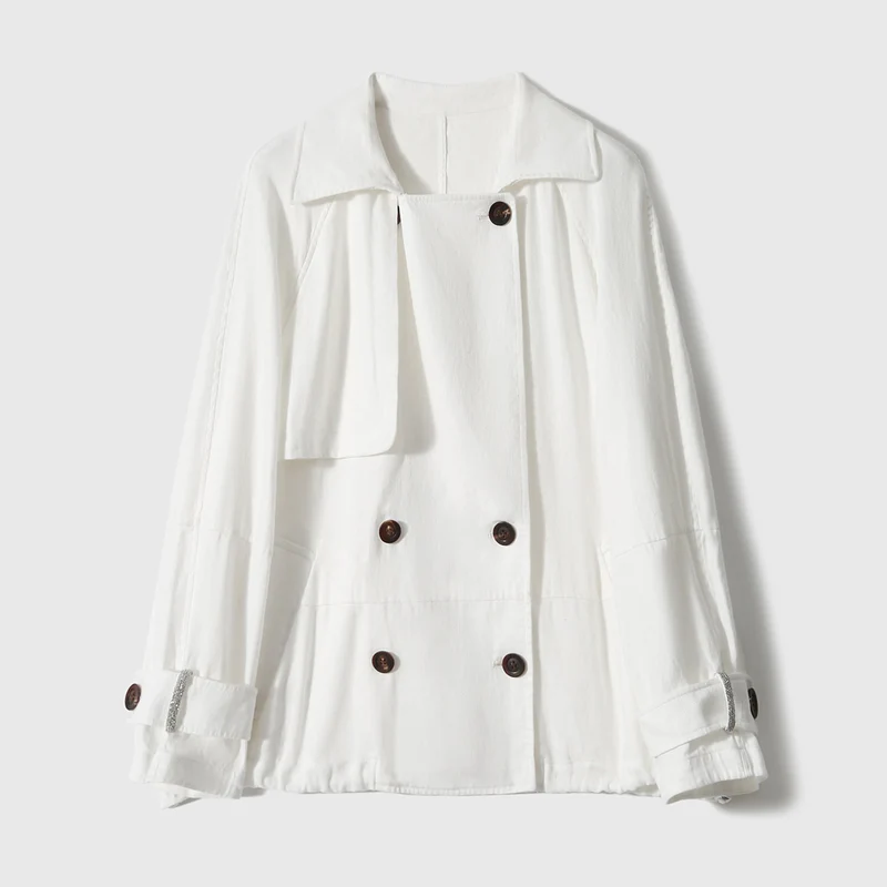 Damen Modische Übergangsjacke mit doppelter Knopfleiste Nord Taschen