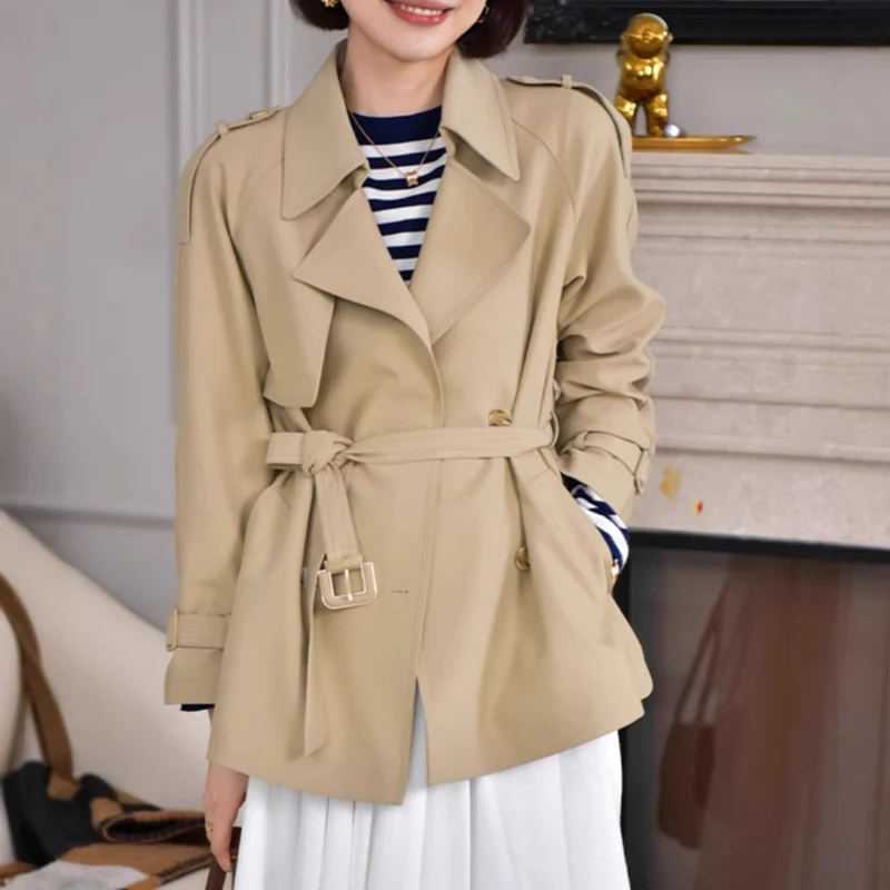 Damen Modische Trenchjacke mit Taillengürtel Nord Taschen