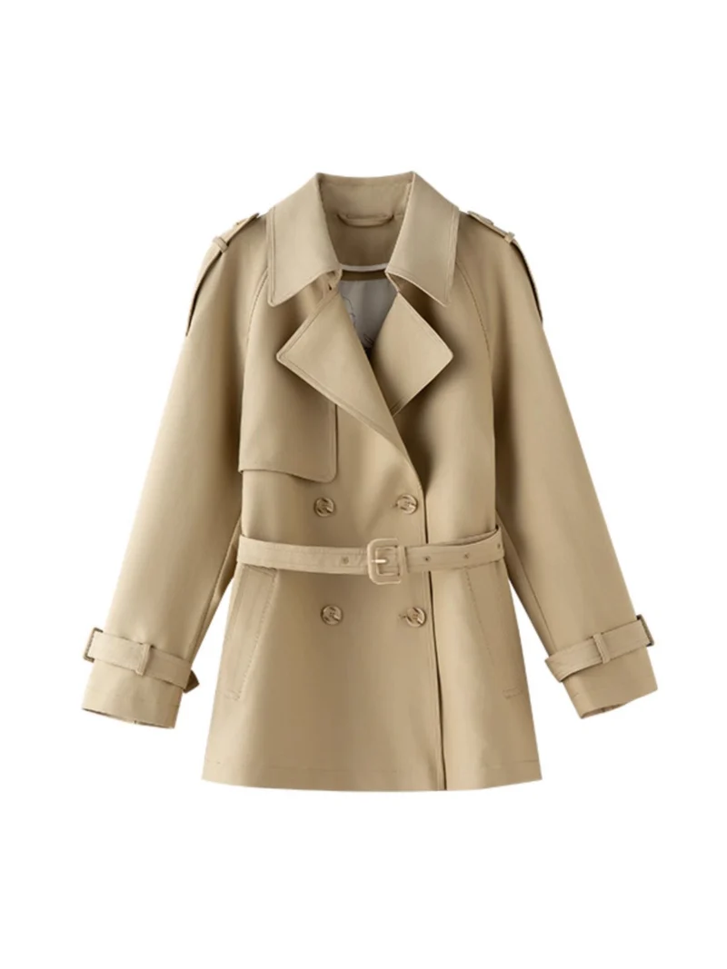 Damen Modische Trenchjacke mit Taillengürtel Nord Taschen