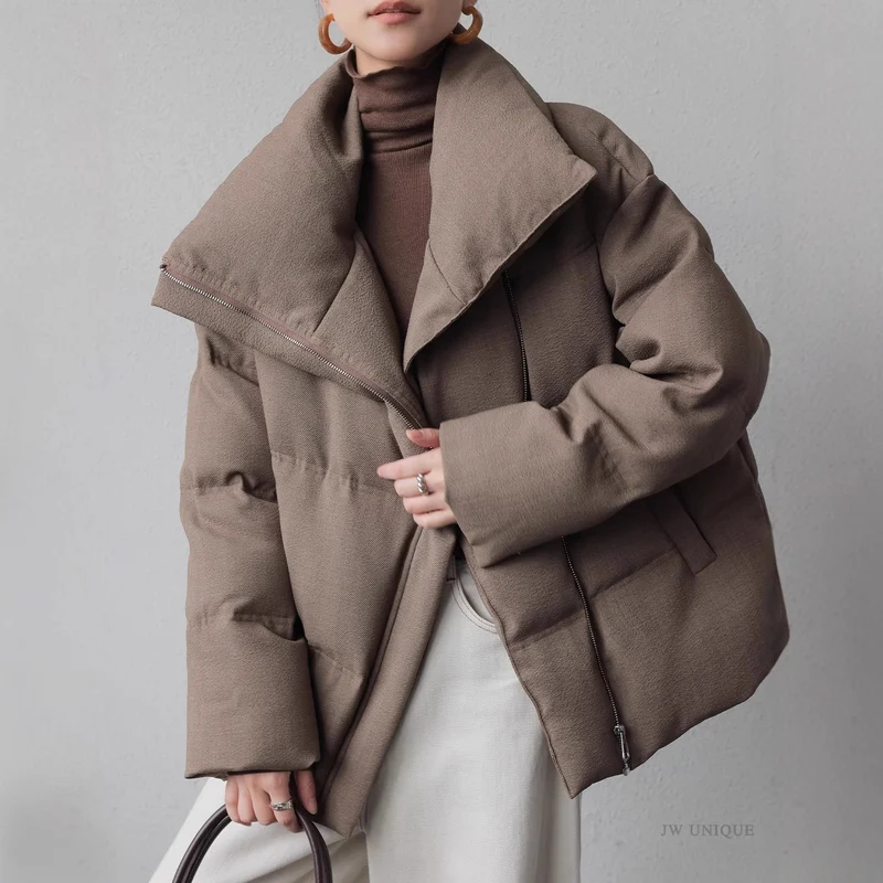 Damen Modischer Oversized Daunenjacke Nord Taschen