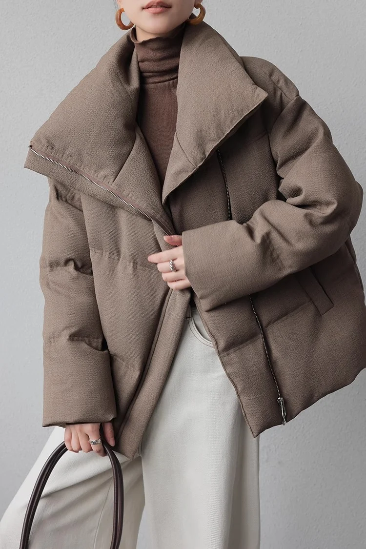 Damen Modischer Oversized Daunenjacke Nord Taschen