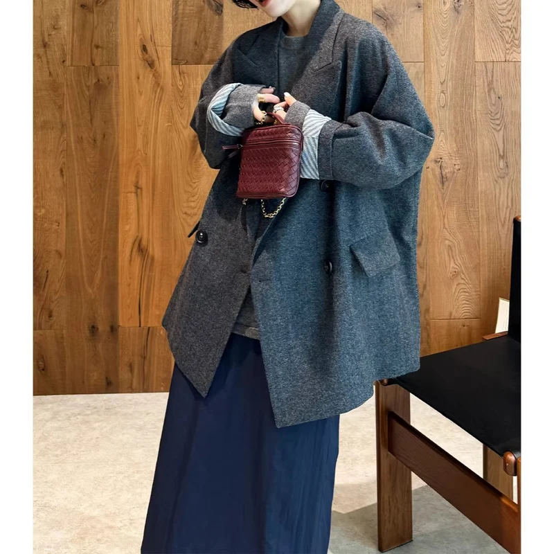 Damen Modischer Oversized Blazer mit doppelter Knopfleiste Nord Taschen