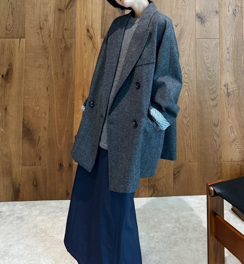 Damen Modischer Oversized Blazer mit doppelter Knopfleiste Nord Taschen