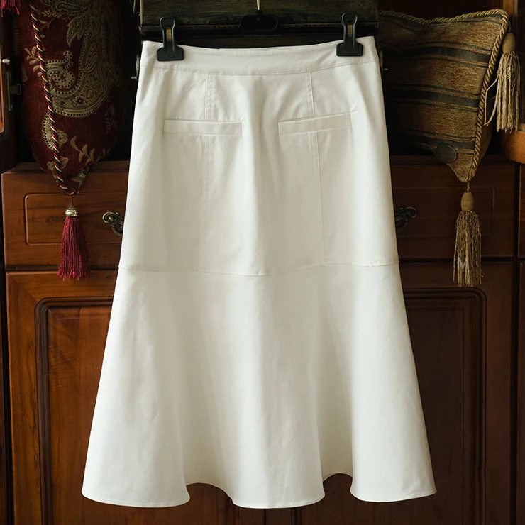 Damen Modischer Midirock mit Knopfleiste und schwingendem Saum Nord Taschen