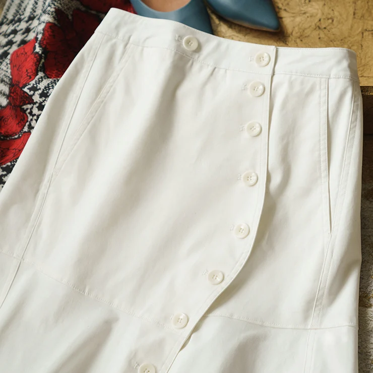 Damen Modischer Midirock mit Knopfleiste und schwingendem Saum Nord Taschen
