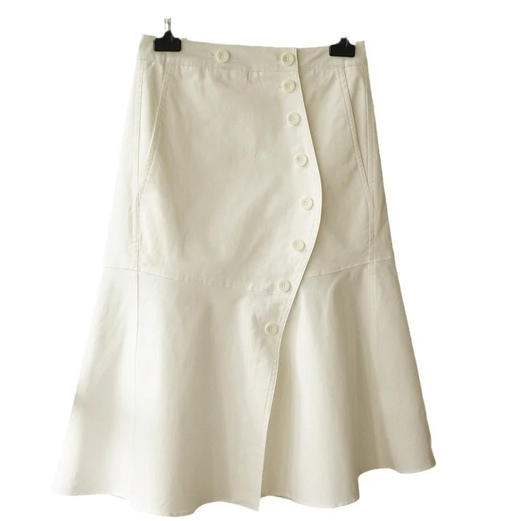 Damen Modischer Midirock mit Knopfleiste und schwingendem Saum Nord Taschen