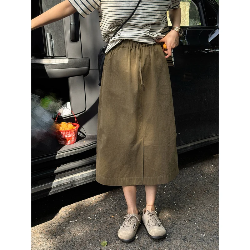 Damen Modischer Midirock mit elastischem Bund und Taschen Nord Taschen