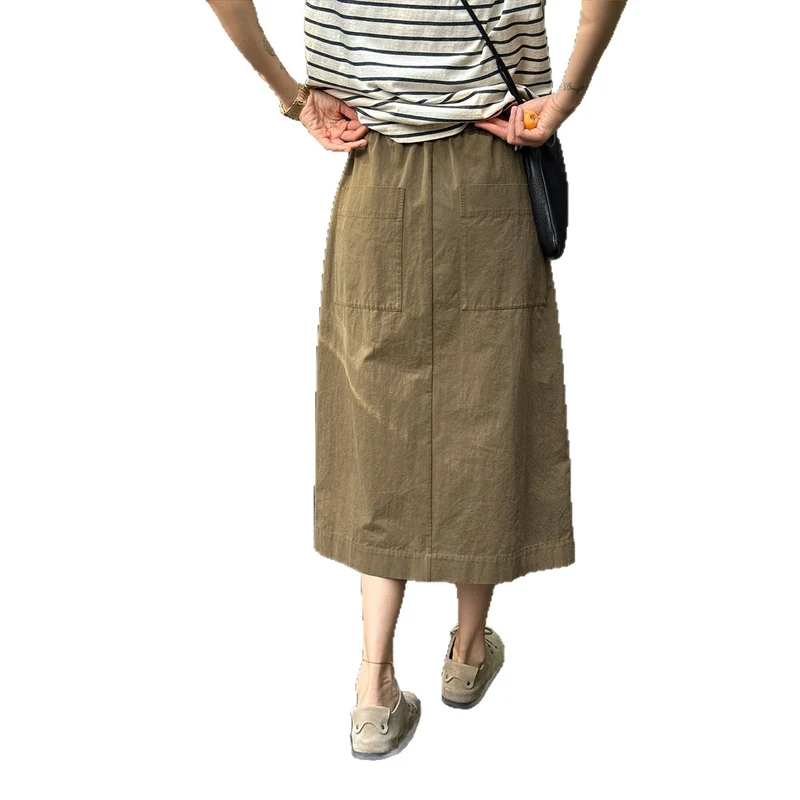 Damen Modischer Midirock mit elastischem Bund und Taschen Nord Taschen