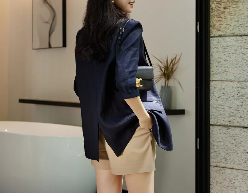 Damen Modischer Leinenblazer Nord Taschen