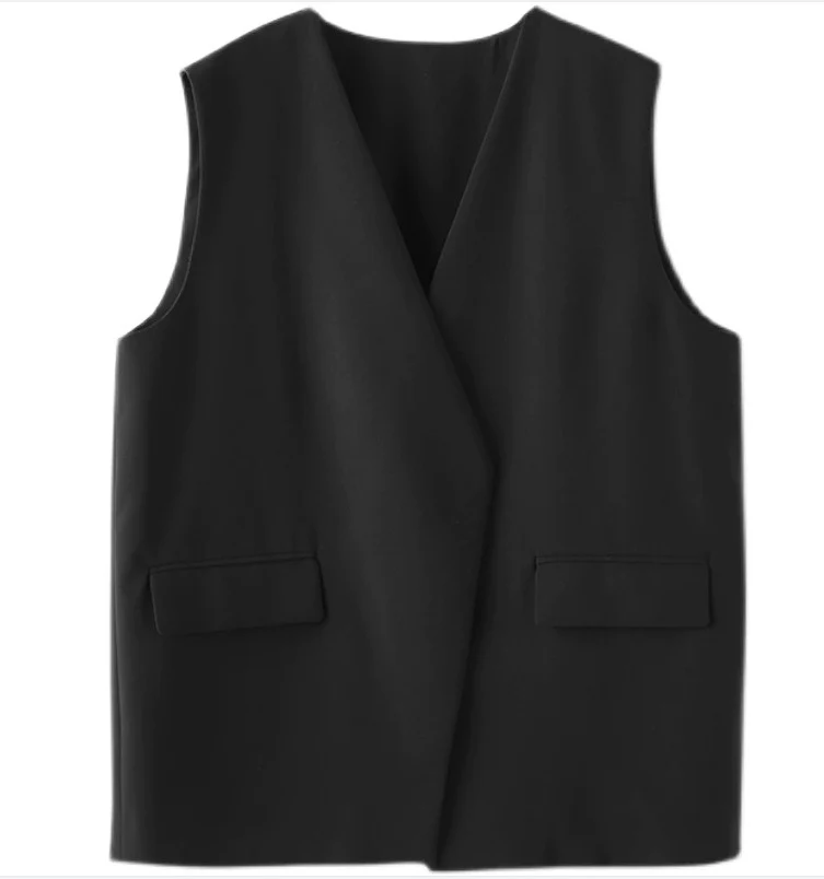 Damen Modische Ärmellose Blazer-Weste Nord Taschen