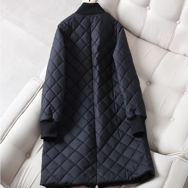 Damen Modisch gesteppter Long-Mantel Nord Taschen