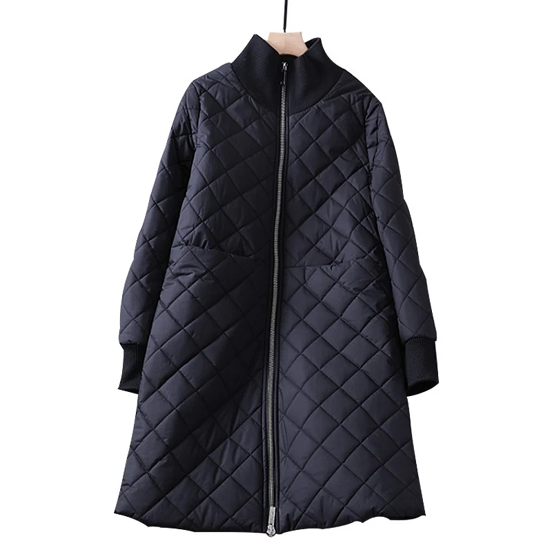 Damen Modisch gesteppter Long-Mantel Nord Taschen