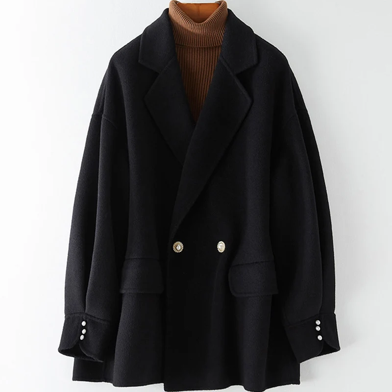Damen Moderner Oversized Blazer mit Dekorativen Knöpfen Nord Taschen