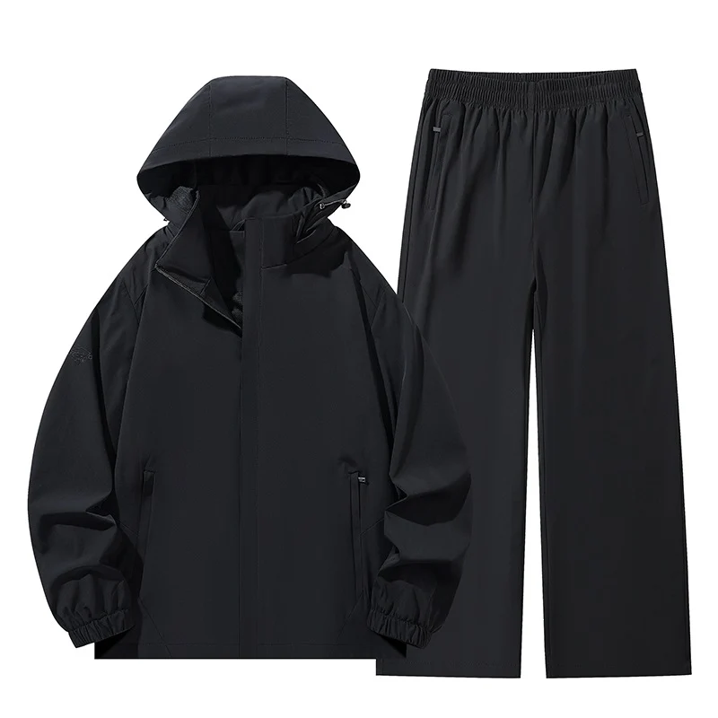 Herren Zweiteiliges wasserabweisendes Regen-Set mit Kapuzenjacke & elastischer Bundhose Nord Taschen