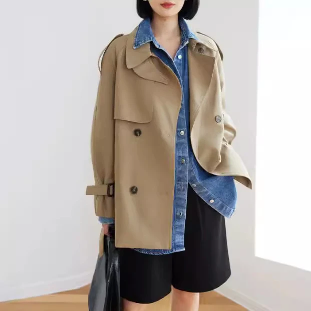 Damen Modische Trenchjacke mit doppeltem Knopfverschluss Nord Taschen