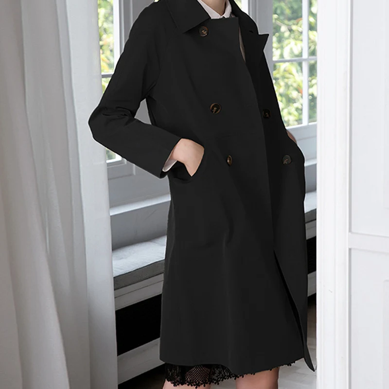 Damen Modische Trenchcoat mit doppelter Knopfleiste Nord Taschen