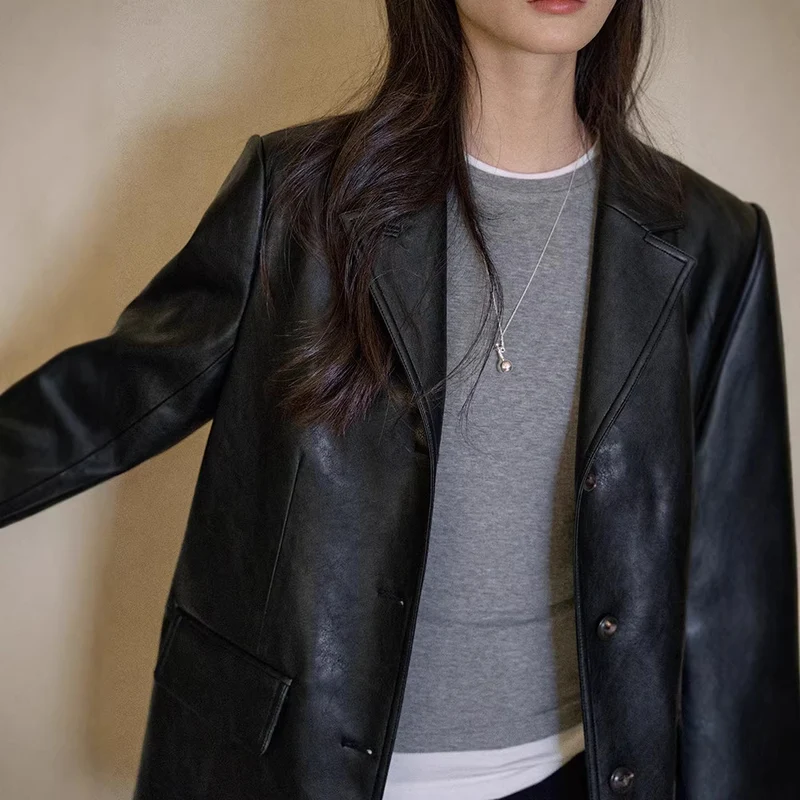 Damen Modischer Lederblazer Nord Taschen