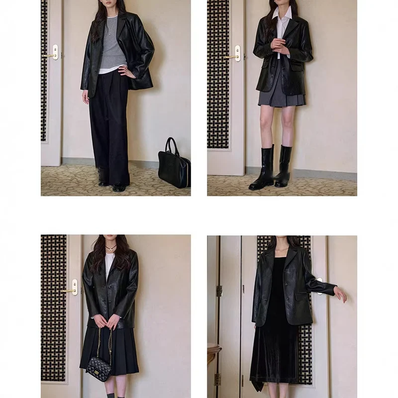 Damen Modischer Lederblazer Nord Taschen