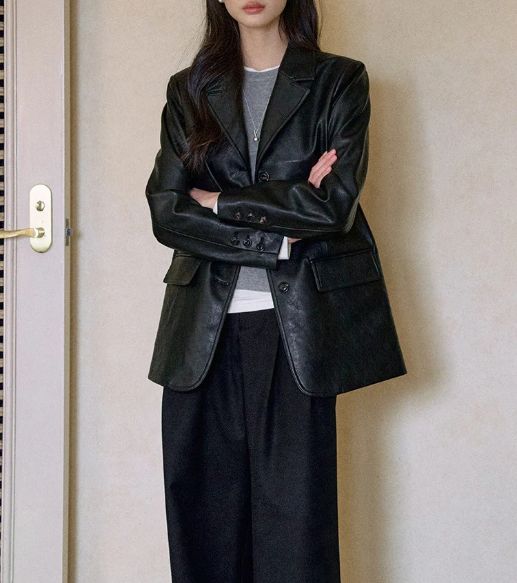Damen Modischer Lederblazer Nord Taschen