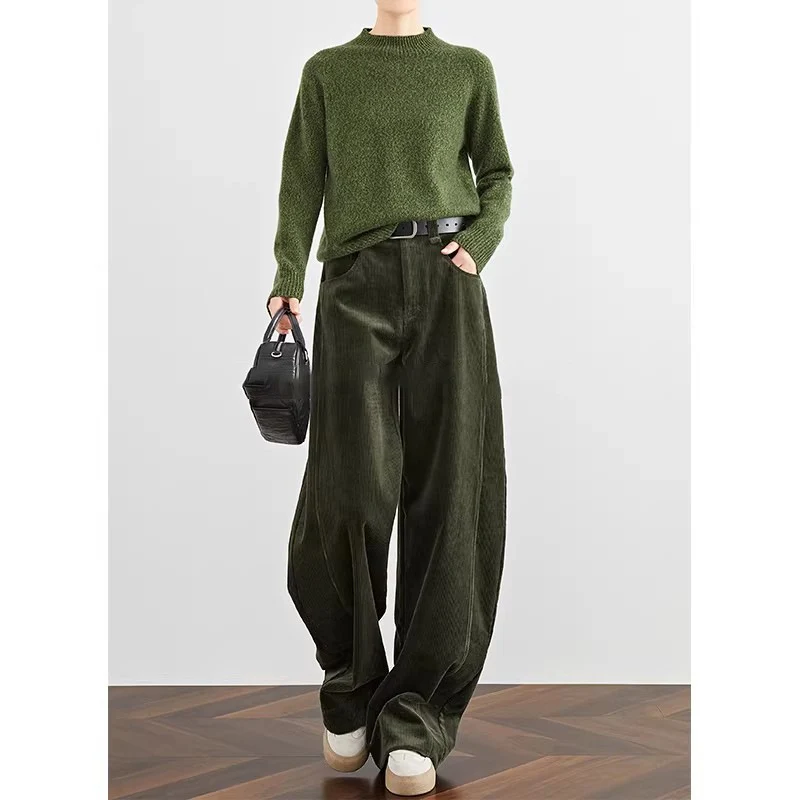 Damen Modischer Grobstrickpullover mit Rundhalsausschnitt Nord Taschen