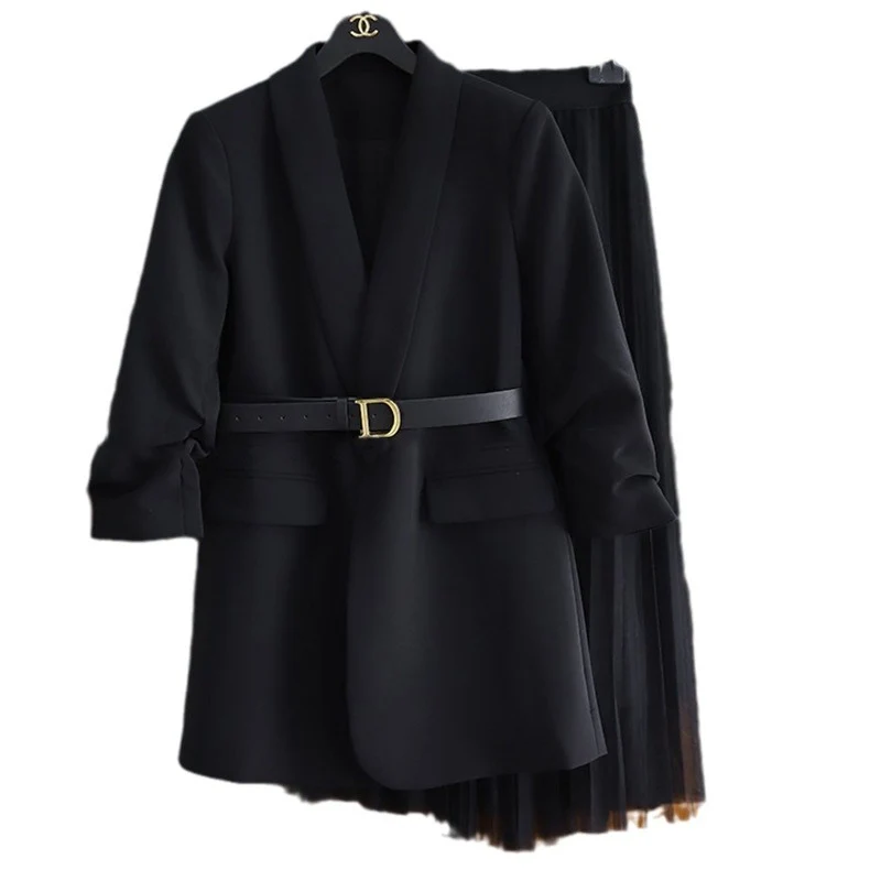 Damen Moderner Blazer mit Taillengürtel Nord Taschen