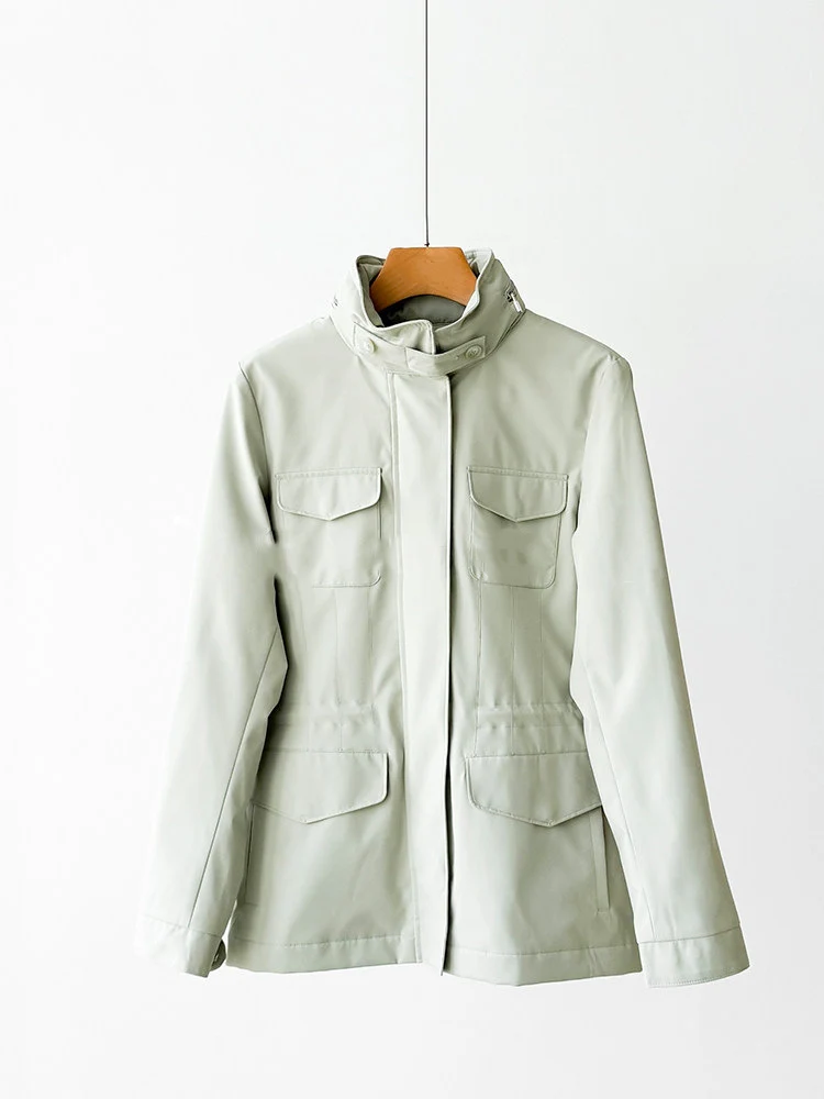 Damen moderne Utility-Jacke mit hohem Kragen Nord Taschen