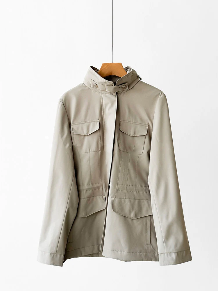 Damen moderne Utility-Jacke mit hohem Kragen Nord Taschen