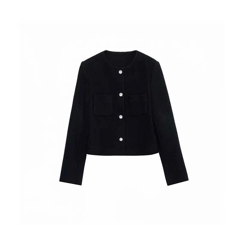 Damen moderne Cropped Jacke mit eleganten Knöpfen Nord Taschen