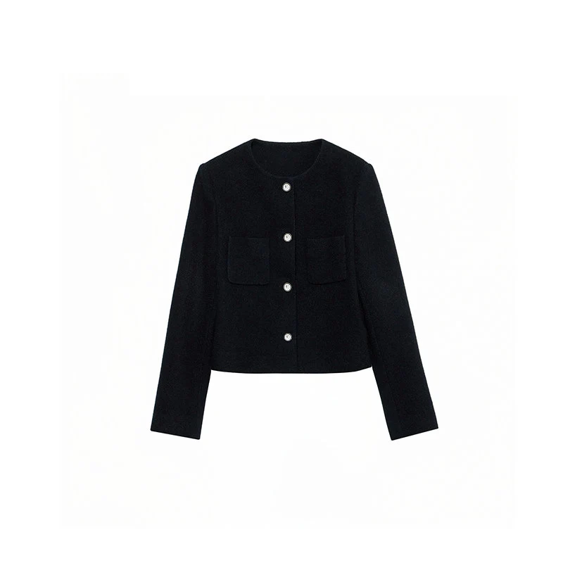 Damen moderne Cropped Jacke mit eleganten Knöpfen Nord Taschen