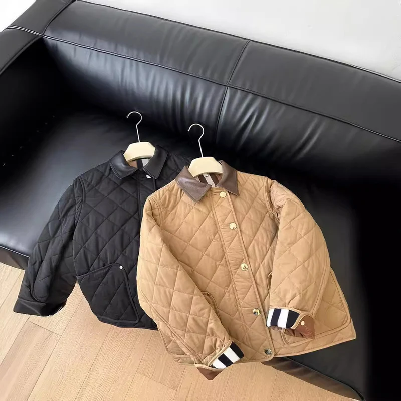Damen Modische Steppjacke mit eleganter Lederkragen Nord Taschen