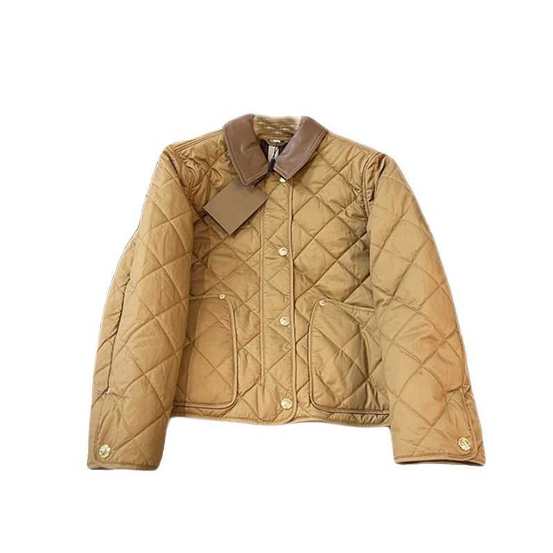 Damen Modische Steppjacke mit eleganter Lederkragen Nord Taschen