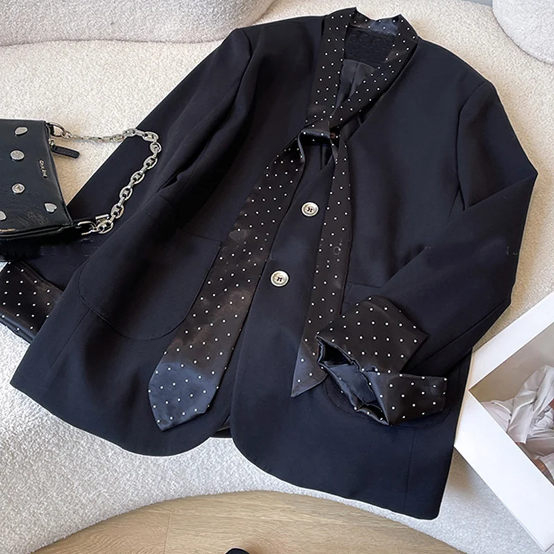 Damen Modischer Blazer mit integriertem Schal Nord Taschen