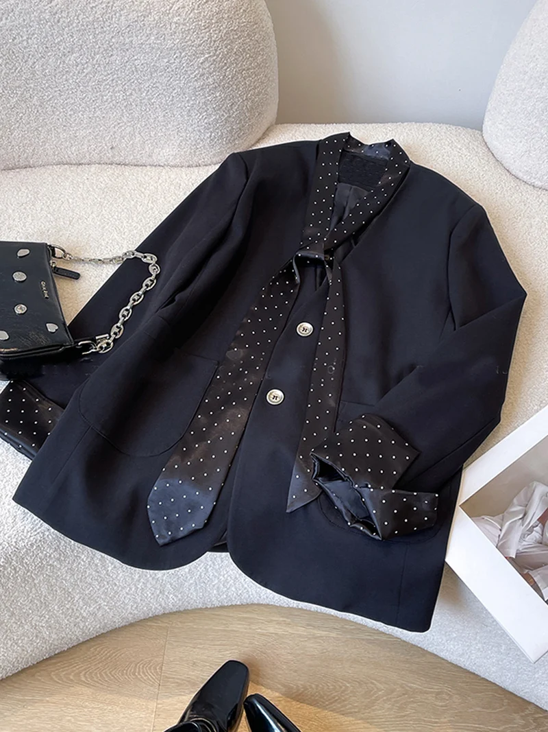 Damen Modischer Blazer mit integriertem Schal Nord Taschen