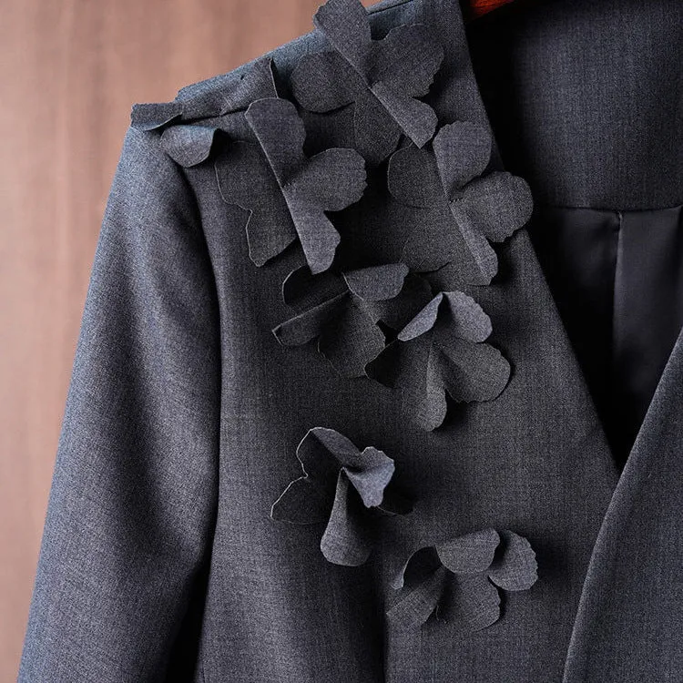 Damen Modischer Blazer mit 3D-Blüten-Details Nord Taschen