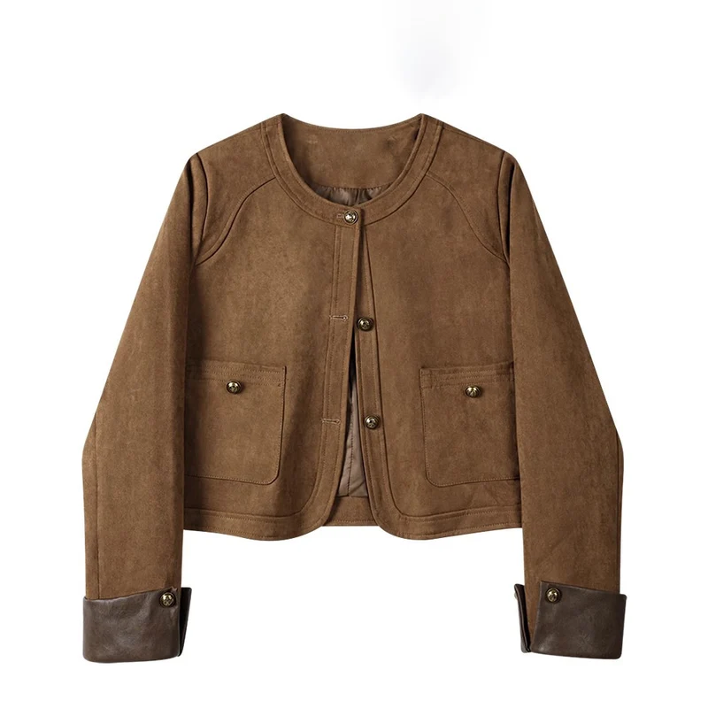 Damen Modische Wildlederjacke mit Taschen Nord Taschen