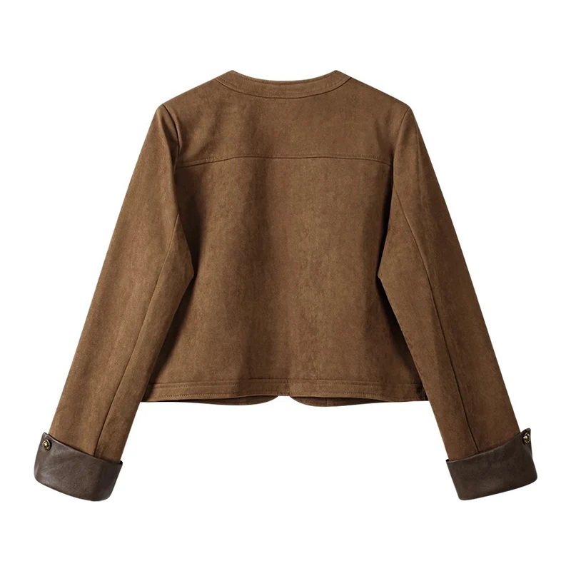 Damen Modische Wildlederjacke mit Taschen Nord Taschen