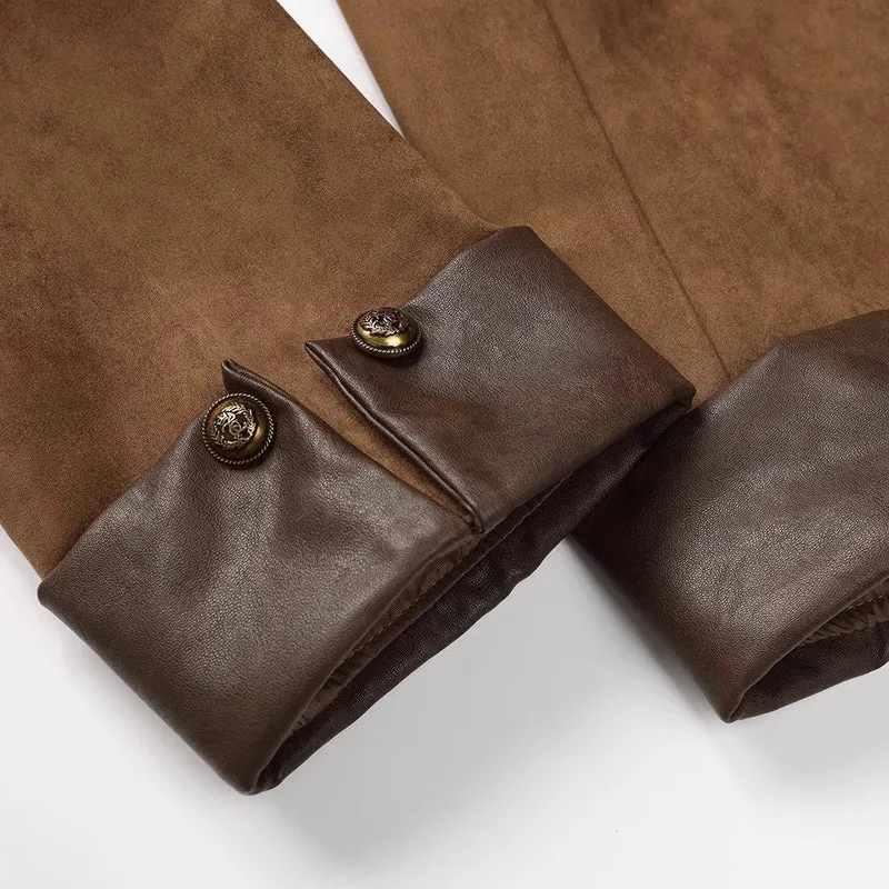 Damen Modische Wildlederjacke mit Taschen Nord Taschen