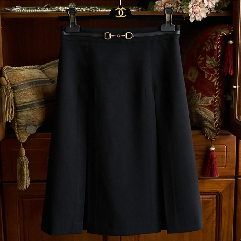 Damen Midirock mit schwingendem Design und Taillengürtel Nord Taschen