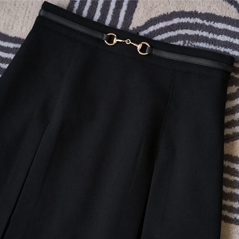 Damen Midirock mit schwingendem Design und Taillengürtel Nord Taschen
