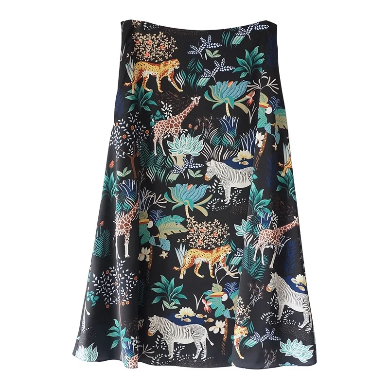 Damen Midi-Rock mit floralem Tierdruck Nord Taschen