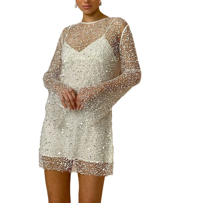 Durchsichtiges Kleid aus Mesh mit Glitzer - Vittorelli
