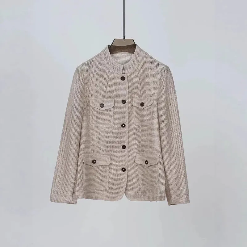 Damen Modische Sommerjacke aus leichtem Gewebe Nord Taschen