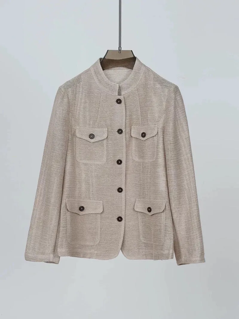 Damen Modische Sommerjacke aus leichtem Gewebe Nord Taschen